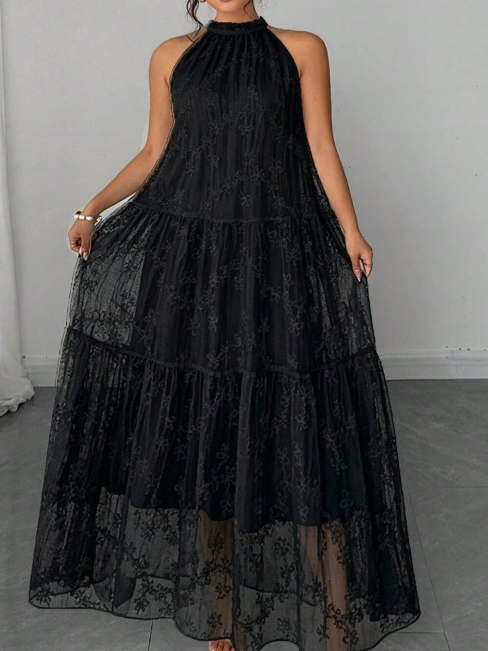 Black Bohemian Women's Elegant A-Line Dress